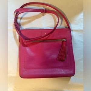 Kate Spade NY Chester St. Dessi Crossbody Bag,Pebbled Leather,Tassel,Pink/Red